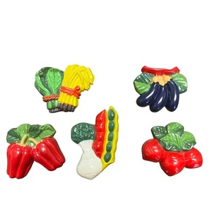 Vintage Refrigerator Freezer Vegetables Egg Plants Peppers Magnets Set of 5 GUC - Bild 1 von 13