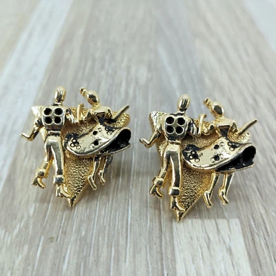 Square Dance Collar Tips Gold Tone Vintage Fashion Jewelry - Image 1 of 4