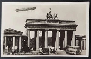 German Third Reich WW2 Postcard Graf Zeppelin L.Z. 127 & Berlin Brandenberg Gate - Picture 1 of 2