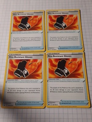 4x Fire-Resistant Gloves 138/198 Chilling Reign Pokemon Card Play Set PTCG NM/M - Image 1 of 2