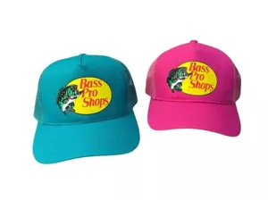 Lotto 2 cappelli donna Bass Pro Shops rosa e verde acqua berretti a rete snapback regolabili - Foto 1 di 6