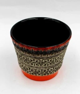 Toller Vintage Übertopf Blumentopf  70er Jahre Fat Lava in knalligem Orange - Bild 1 von 7