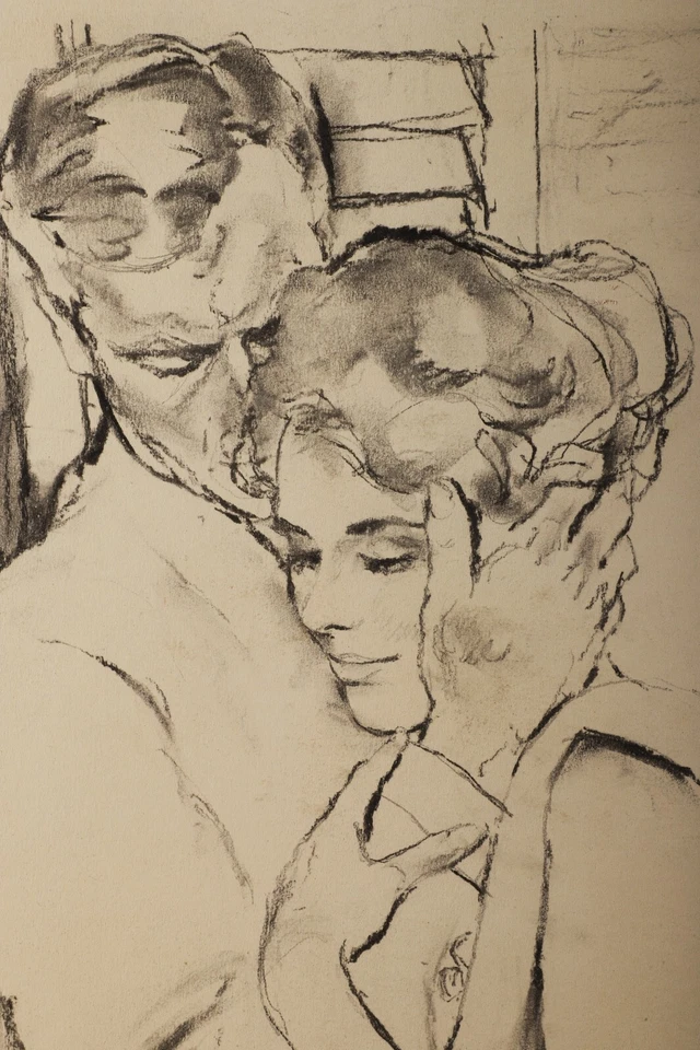 Marshall Dawson Mark Miller Tender Embrace Original Pencil Signed Illustration - Image 1 of 4