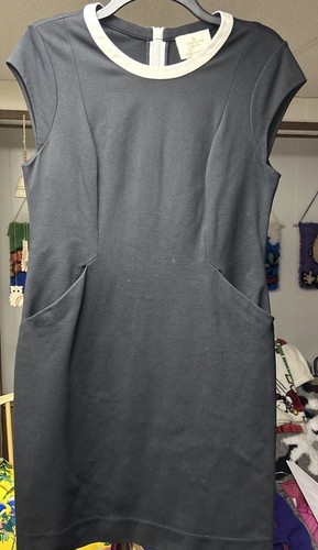 Abito in maglia Kate Spade nero con bordo panna taglia 6 cerniera tasche us intime ottimeioni