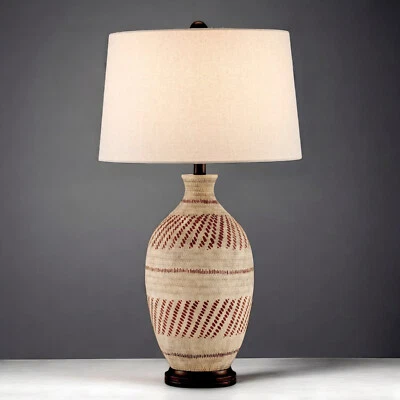 Nueva lámpara de mesa Pottery Barn tejida cerámica tejido con canasta 31 pulgadas Foto 1 de 4