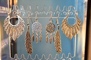 Lot of 3 Pairs NATIVE AMERICAN Silver Tone EARRINGS  New!  Jewelry  USA QUALITY! - Picture 1 of 8