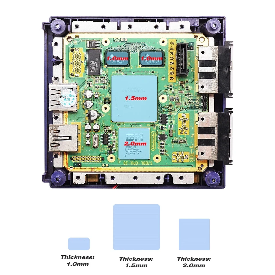 Nintendo Gamecube Thermal Pad GPU CPU SRAM Motherboard MOBO 1mm 1.5mm 2mm Depth - Image 1 of 1