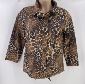 Westbound Woman Jacket Animal Print Lightweight Brown Cream 2X Womens - Picture 1 of 8