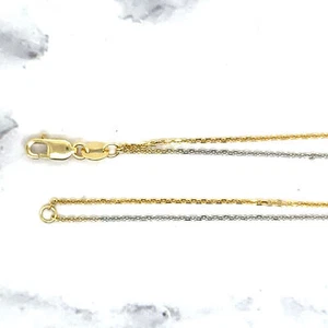 Cadena multihilo de oro sólido de 14K de dos tonos, collar de cable de 18" de largo - Imagen 1 de 10