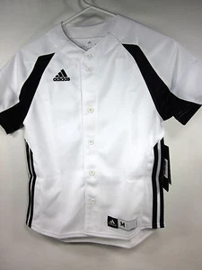 ADIDAS, FULL BUTTON YOUTH STYLE JERSEY, WHITE, MEDIUM, 100 POLYESTER, NEW W/TAGS - Picture 1 of 5