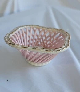 Kasuga Ware Porcelain Rose  Dish Pink White Gold Japan China - Picture 1 of 9