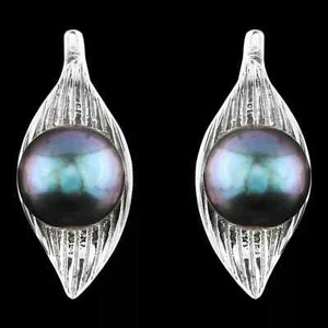 UNHEATED NATURAL 6MM TAHITIAN FRESHWATER PEARL STERLING SOLID SILVER 925 EARRING - Imagen 1 de 2