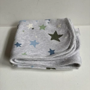 Gymboree Gray Baby Blanket With Stars Double Sided Jersey Knit Cotton Security - Picture 1 of 5