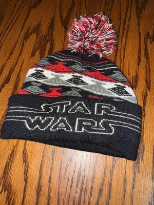 Gorro de invierno Star Wars para niños pequeños OSFM negro rojo pompón Foto 1 de 3
