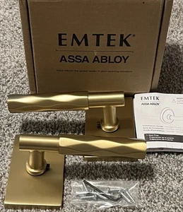 Emtek Tribeca Dummy Passage Lever W/ Square Rosette Satin Brass New 5052US4 - Picture 1 of 4