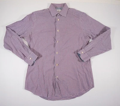 Camisa Paul Smith Para Hombre 16" Púrpura Abotonada Manga Larga Cuadros Guinga Negocios Foto 1 de 4