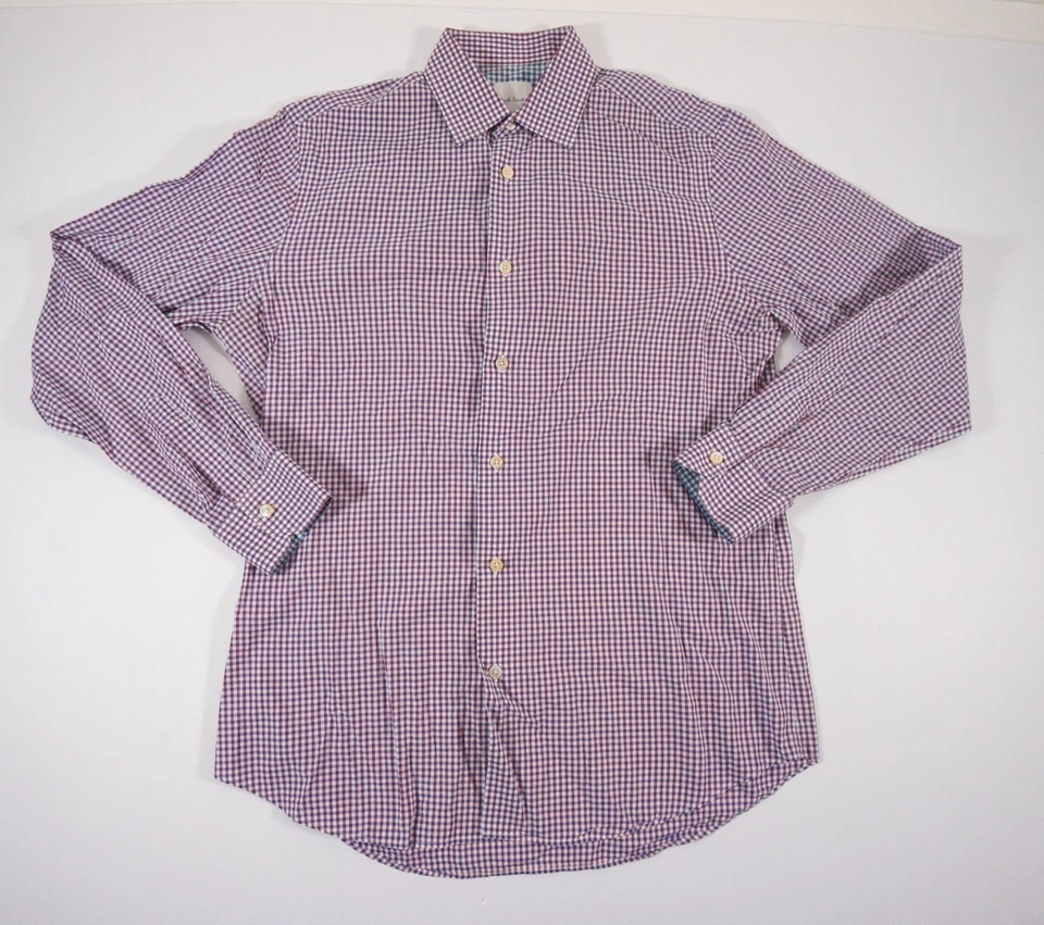 Camisa Paul Smith Para Hombre 16" Púrpura Abotonada Manga Larga Cuadros Guinga Negocios Foto 1 de 4