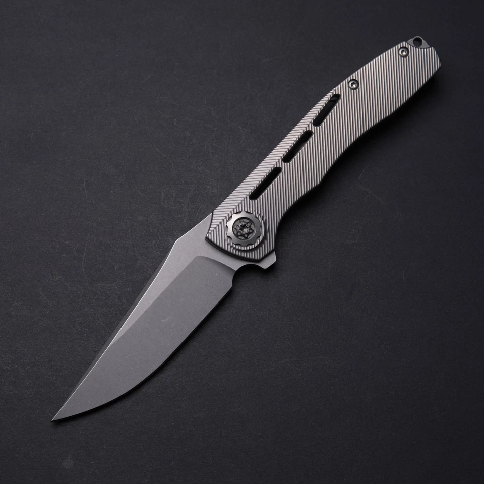 Eutsler Custom Knives DUK Flipper - Angle Milled Titanium / CPM-154 Blade - Image 1 of 4