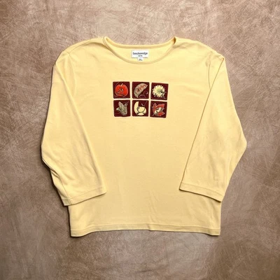 Camisa Vintage Y2K Breckenridge Patchwork Cosecha Otoño Manga 3/4 Amarillo Jardín Foto 1 de 4