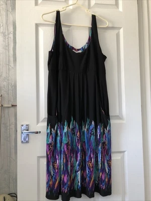 LADIES - Black Patterned Sleeveless Dress - RONNI NICOLE - Size 18 - BX112 - Image 1 of 4