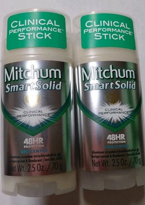 MITCHUM SMART SOLID 48HR Clinical Performance Stick UNSCENTED Deodorant 2.5 oz - Image 1 of 3