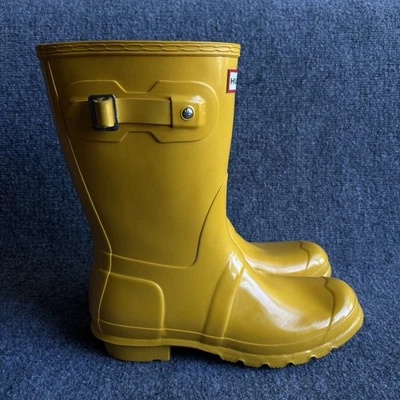 Hunter Mujer Original Corto Brillo Amarillo Botas de Lluvia Impermeables Goma US10 Foto 1 de 4