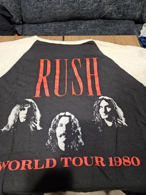 Vintage Rush 1980 World Tour Raglan Tee Shirt Sz large no tag - Image 1 of 4