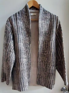 CALLA Paris Cardigan Open Size 36 Italy/XXS US Animal Print 100% Virgin Wool - Picture 1 of 14