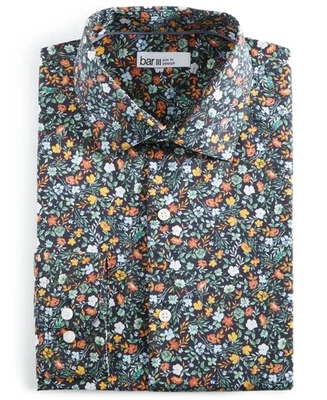 Camisa de vestir Bar III para hombre S 14-14,5 32/33 multi ajustada agua floral elástica Foto 1 de 4