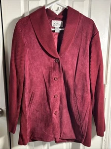 Linea by Louis Dell'Olio Dressy Washable Suede and Knit Jacket Size L Red - Picture 1 of 6