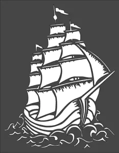 8"x10" Clear Plastic Stencil - Ship Breaking Waves (RG137) - Picture 1 of 2