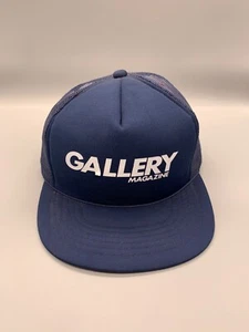 Cappello camionista VINTAGE berretto snap back OSFA blu bianco Yupoong galleria rivista uomo - Foto 1 di 12