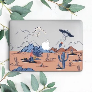 Western Desert Alien Invasion Cactus Hard Case For Macbook Pro 13 15 16 Air 13 - Picture 1 of 3