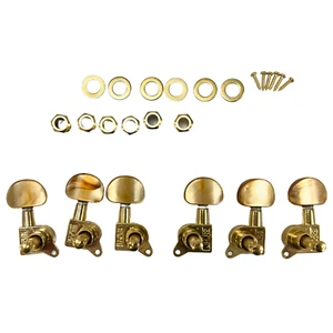 3L+3R Tuning Machine Head, Gold, Amber Pearl Button, J-P3-GD - Picture 1 of 2