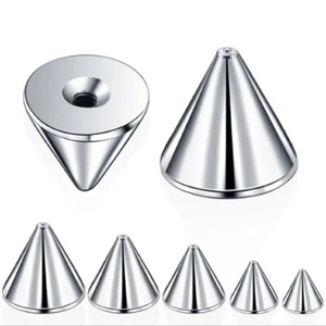 1,2MM 1,6MM GEWINDE ERSATZ CONE KEGEL EDELSTAHL SPITZE PIERCING SILBER SPIKE - Bild 1 von 1