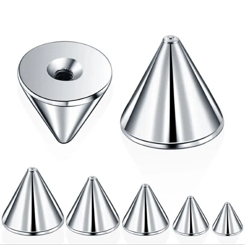 1,2MM 1,6MM GEWINDE ERSATZ CONE KEGEL EDELSTAHL SPITZE PIERCING SILBER SPIKE - Bild 1 von 1