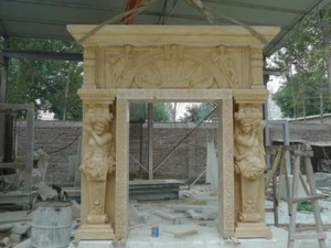 BEAUTIFUL HAND CARVED MARBLE FIGURATIVE ESTATE MANSION ENTRYWAY - MEW96 - Picture 1 of 1