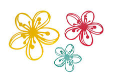 Set of 3 Brightly Colored Metal Floral Splash Silhouette Wall Sculptures
