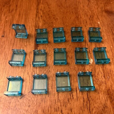 LEGO 87552 Panel 1 x 2 x 2 with Side Supports Trans Blue Lot 14 Pieces - Image 1 of 3