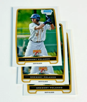 (LOTE de 3) Tarjeta cromada Bowman Chrome Prospect Gregory Polanco 2012 - 1st Bowman Foto 1 de 2