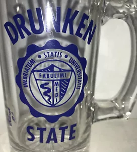 Tazza birra in vetro novità ubriaco università statale regalo anni 60 - Foto 1 di 6