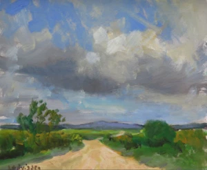 ORIGINAL MALCOLM LUDVIGSEN "Autignac" beziers languedoc France French PAINTING - Picture 1 of 1