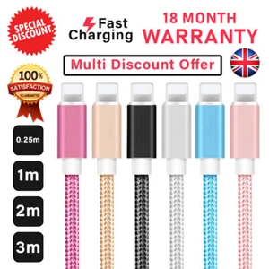 Braided Heavy Duty USB Fast Charging Cable For iPhone 6 7 8 X 11 IPad (LOT) - Picture 1 of 29