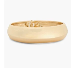Sculptural Hinge gold tone plate Bangle Bracelet - Picture 1 of 5