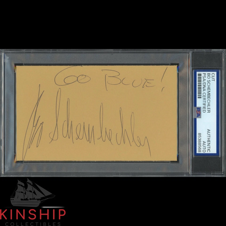 Bo Schembechler signed 3x5 Cut PSA DNA Slab Michigan Football Auto C4283 - Image 1 of 1