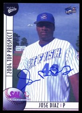 2004 Columbus Catfish JUMBO DIAZ Signed Card autograph AUTO DODGERS REDS JOSE