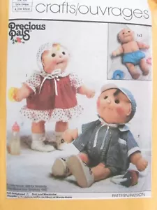 Precious Pals Soft cloth body doll 15" boy and girl with clothes Craft Pattern - Picture 1 of 2