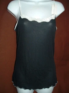 NEW MAIDENFORM 40901 BKK MICROFIBER ADJUSTABLE STRAPS LACE TRIM CAMISOLE L/36 - Picture 1 of 2