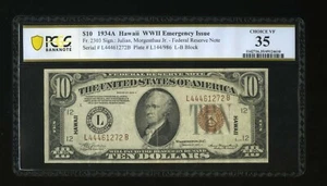 DBR 1934-A $10 FRN Hawaii LB Block Fr. 2303 PCGS-B 35 Serial L44461272B - Picture 1 of 2