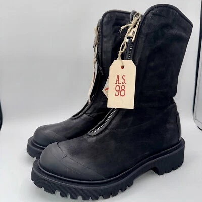 A.S.98 Tobie Lug Sole Boots Women’s Size 9.5 - 10 EU 41 Black Leather Zipper - Image 1 of 4